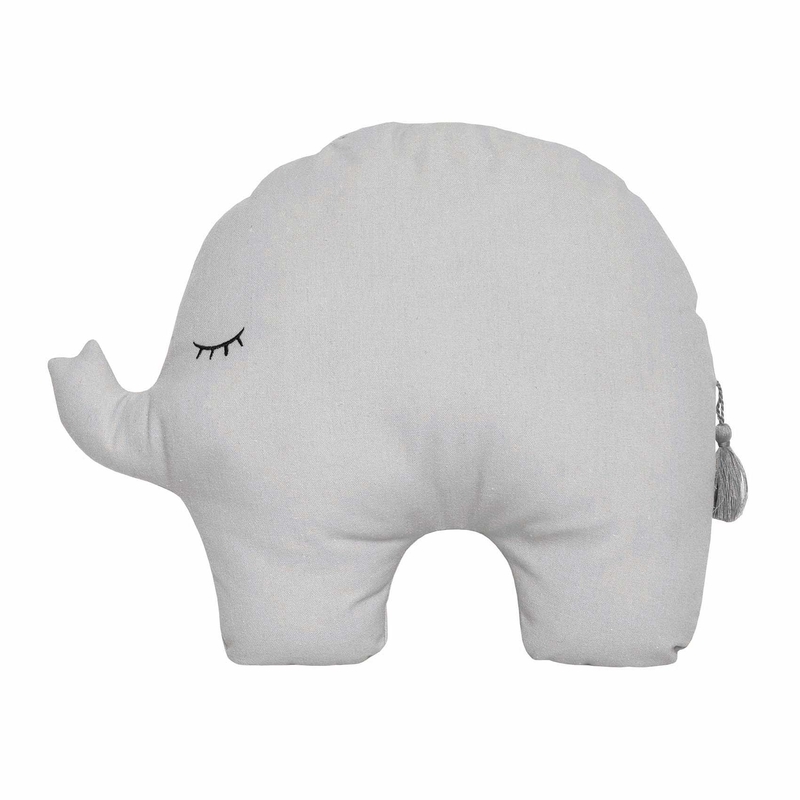 Kissen 'Elefant' Baumwolle grau ca. 39cm