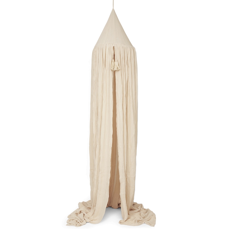Betthimmel aus Musselin beige 300cm