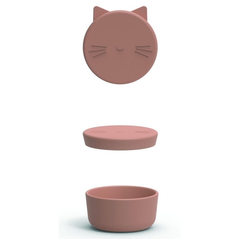 Brotdose 'Katze' Silikon altrosa ca. 11cm