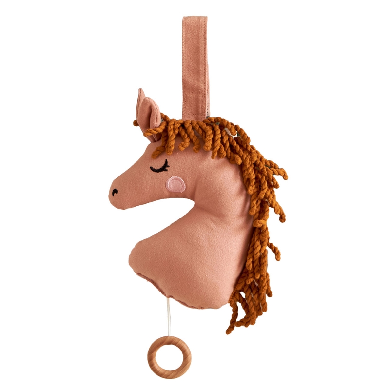 Spieluhr &#039;Pferd&#039; Baumwolle rosa 17cm