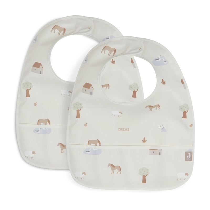 Lätzchen 'Farm' beige abwaschbar 2er Set