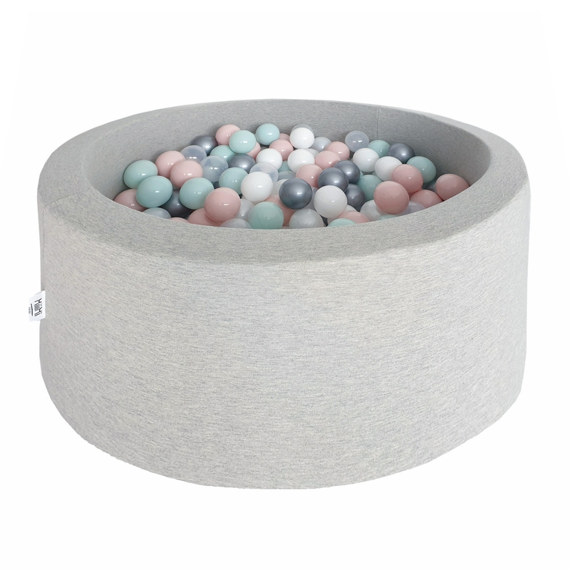 Bällebad grau 200 Bälle rosa/mint/silber