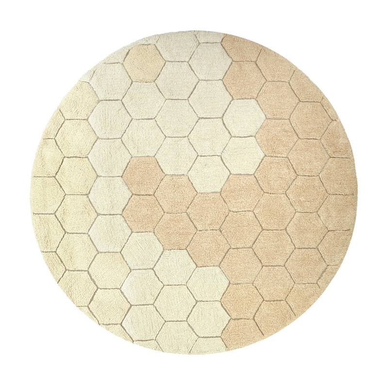 Teppich &#039;Honeycomb&#039; rund gelb 140cm waschbar