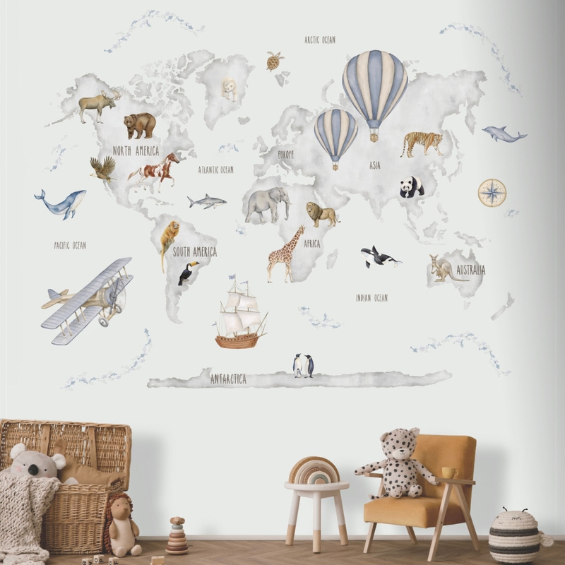 Kinderzimmer Fototapete &#039;Weltkarte&#039; 212x280cm
