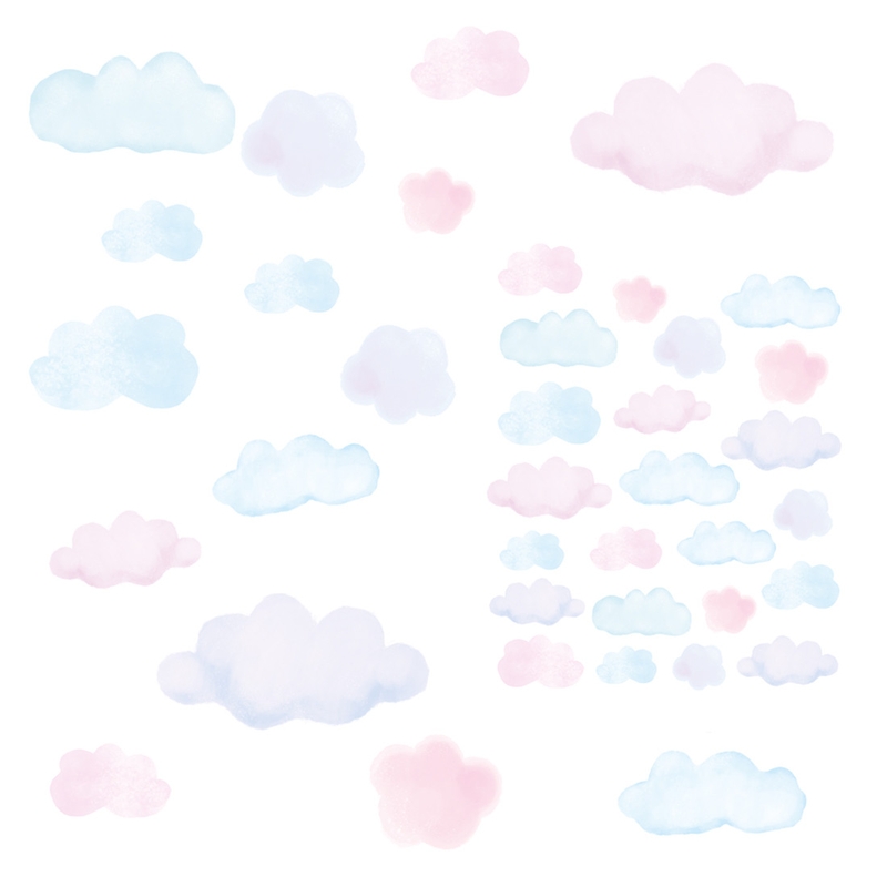 Wandsticker &#039;Wolken&#039; rosa 38-tlg.