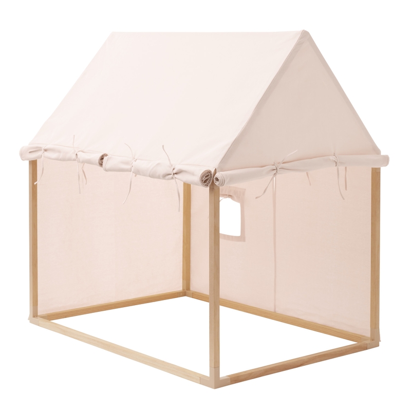 Kinder Spielhaus Holz/Stoff hellrosa 80x110cm