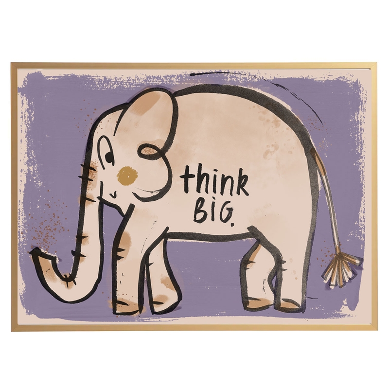 Poster &#039;Elefant Think Big&#039; lavendel 50x70cm
