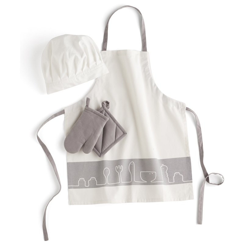 Kinderschürze-Set creme/grau ab 3 Jahren