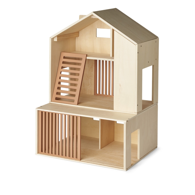 2-tlg. Puppenhaus Holz rose 40x60cm
