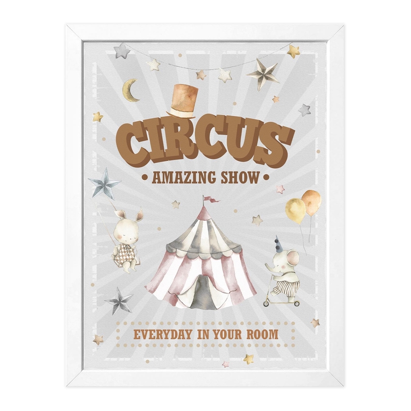 Kinderposter &#039;Zirkus&#039; grau/camel 30x40cm