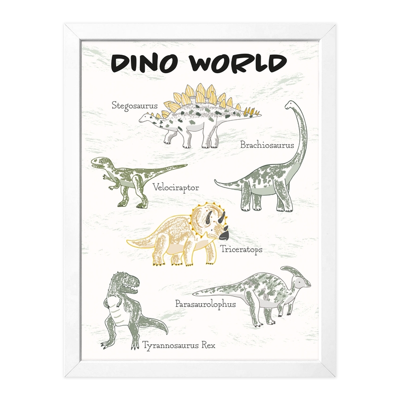 Poster &#039;Dino World&#039; grün/senf 30x40cm