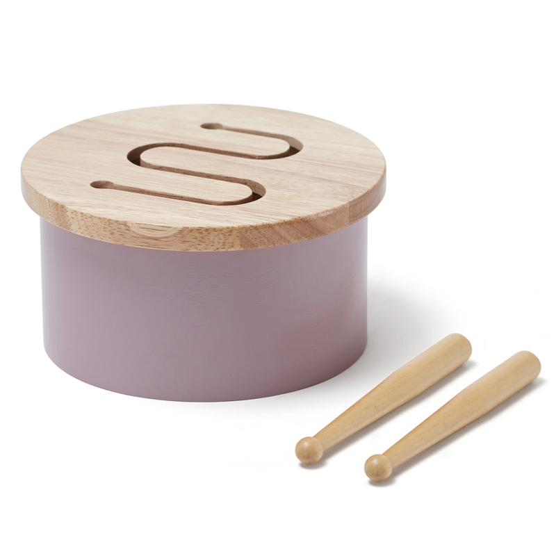 Kindertrommel Holz mauve 16cm ab 18 Monaten