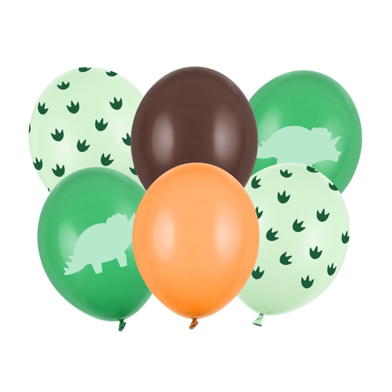 Luftballons Dino grün/braun/orange 6 St.