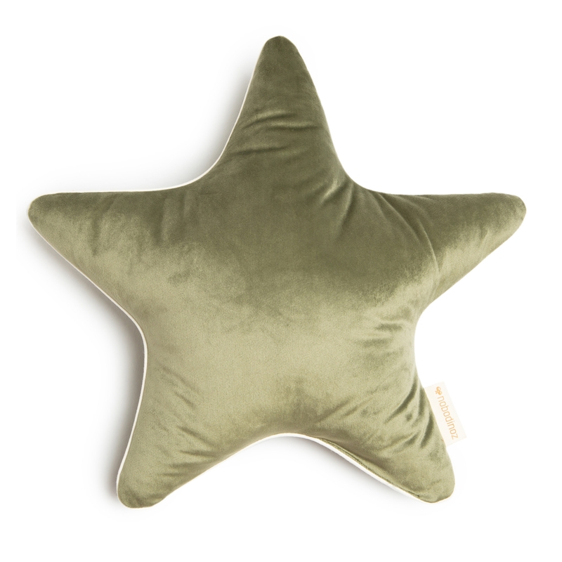 Bio Kissen &#039;Stern&#039; Samt olive green