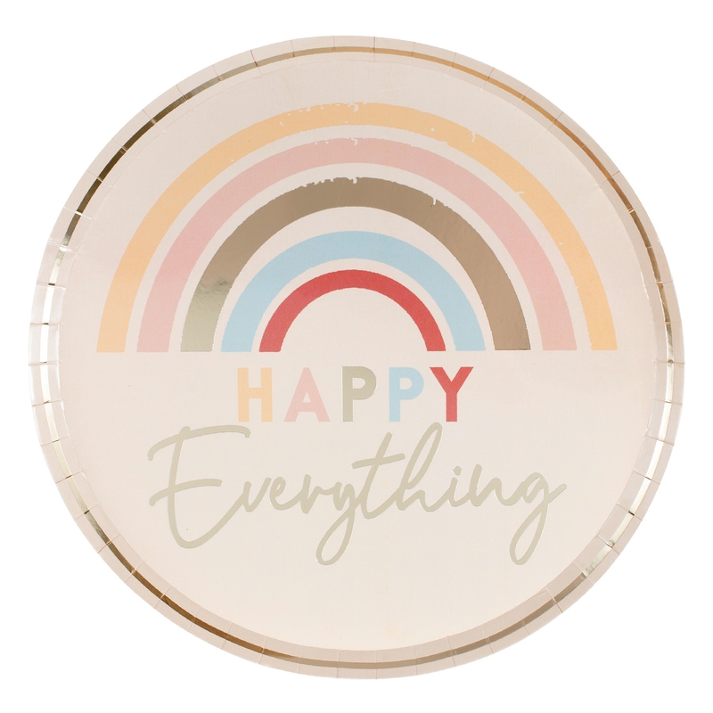 Pappteller &#039;Happy&#039; Regenbogen puder 8 St.