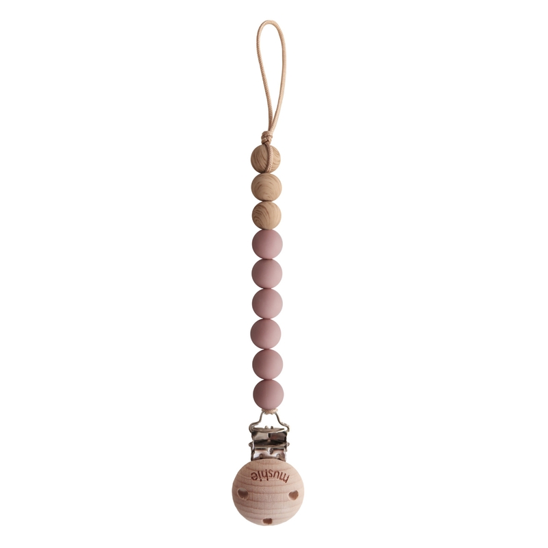 Schnullerkette Silikon & Holz 'Eva' cloudy mauve