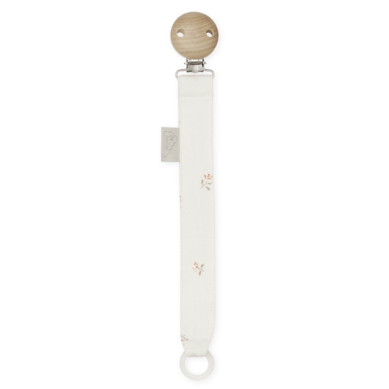 Bio Schnullerband 'Poppies' creme/rosa 22cm