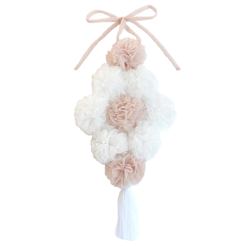 Pompons aus Tüll nude/weiß 53cm
