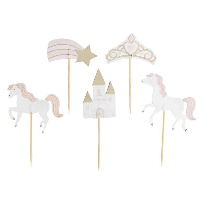 Cupcake Topper &#039;Princess Party&#039; weiß/rosa/gold 12 St.