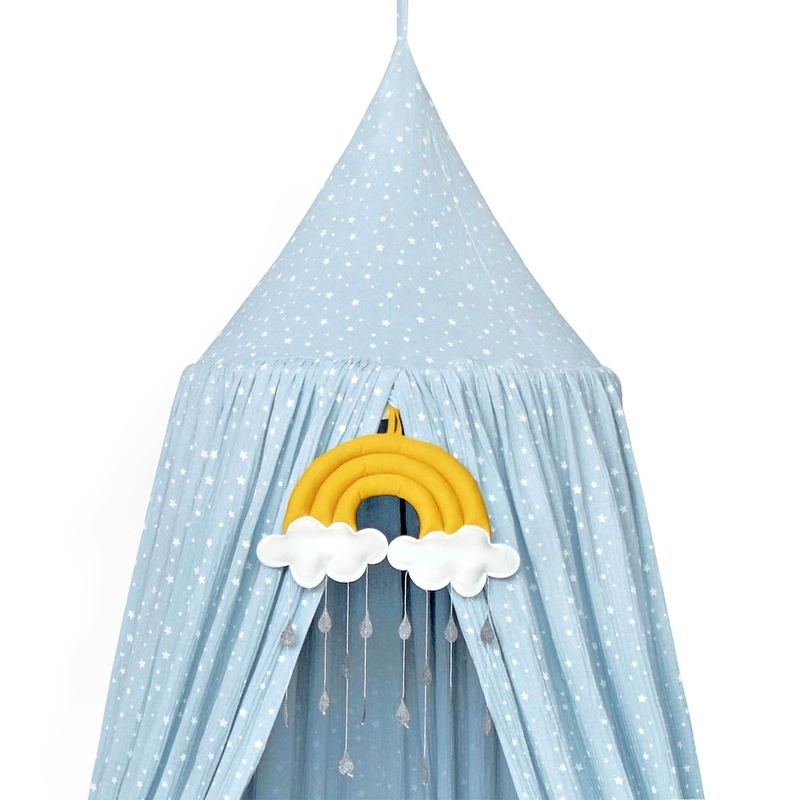 Baldachin Musselin Sterne pastellblau 250cm