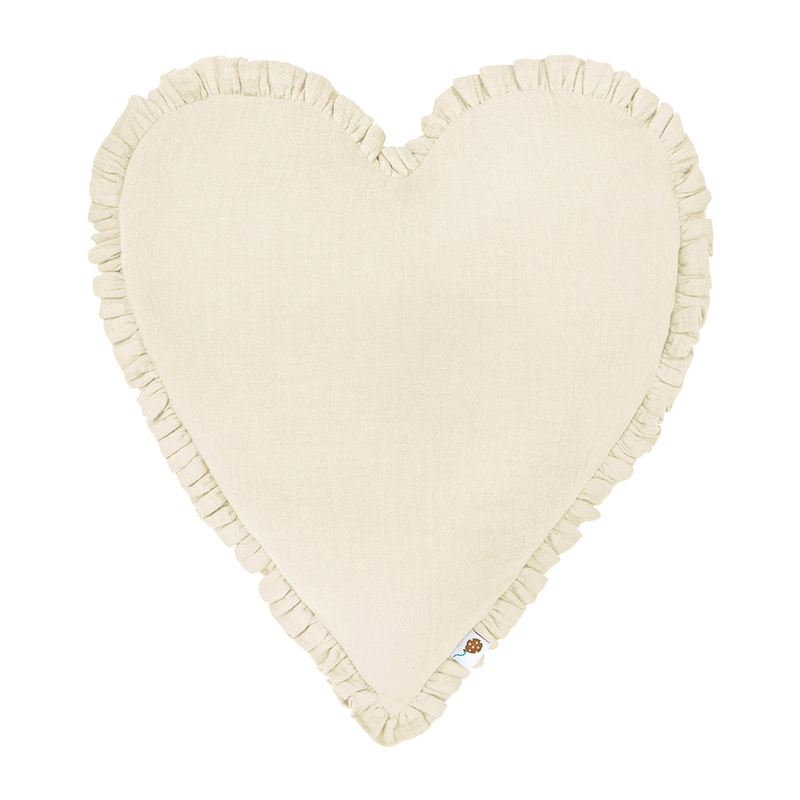Bio Kissen &#039;Herz&#039; mit Rüschen creme 40cm