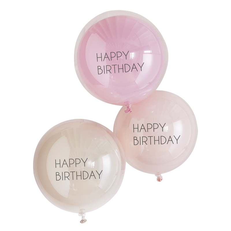 XL Doppel-Luftballons &#039;Happy Birthday&#039; 3 St.