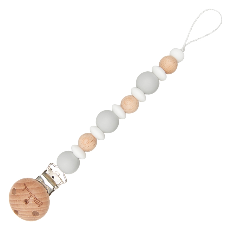 Schnullerkette Silikon & Holz 'Ivy' grau