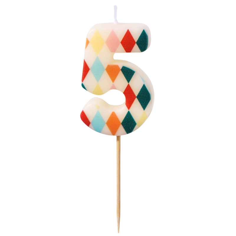 Kuchenkerze Ziffer 5 &#039;Zirkus&#039; 5,5cm