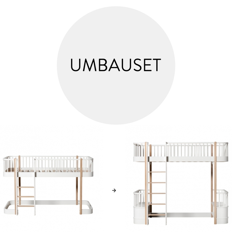 Umbauset 'Wood' - Halbhochbett zum Hochbett Eiche/weiß