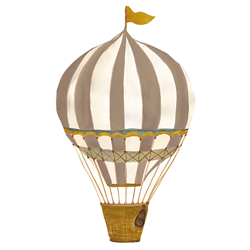 Stoff-Wandsticker &#039;Heißluftballon&#039; braun/beige