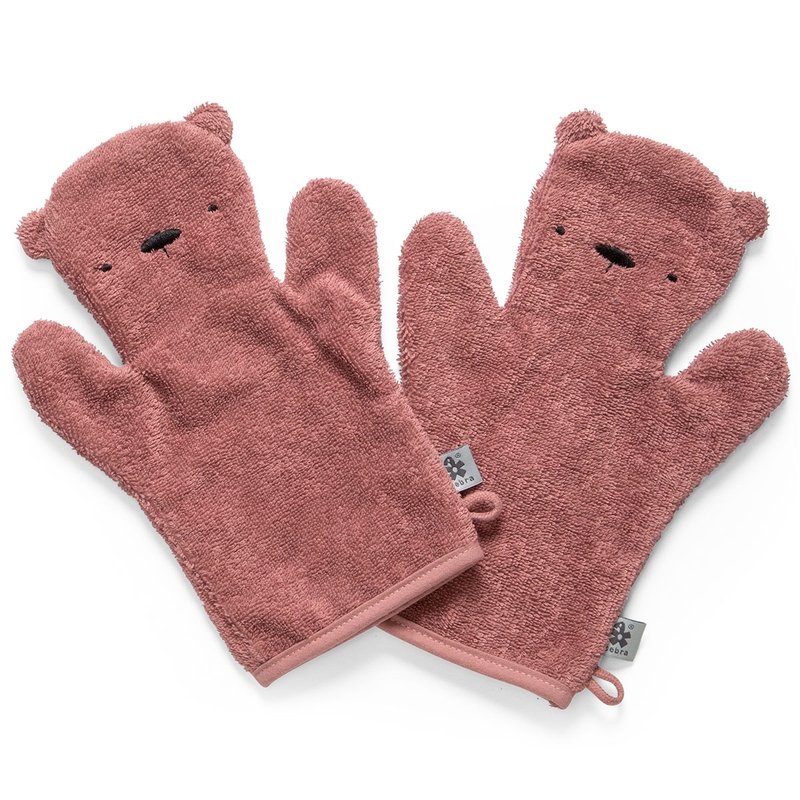 Waschhandschuhe 'Bär' blossom pink 2 Stk.