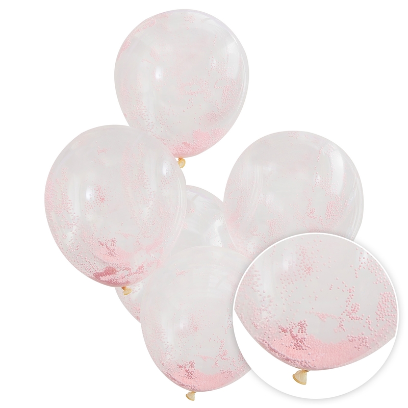 Perlen-Luftballons transparent/rosa 5 St.