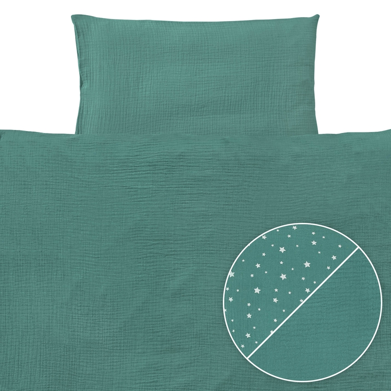 Wendebettwäsche Musselin jade 100x135cm