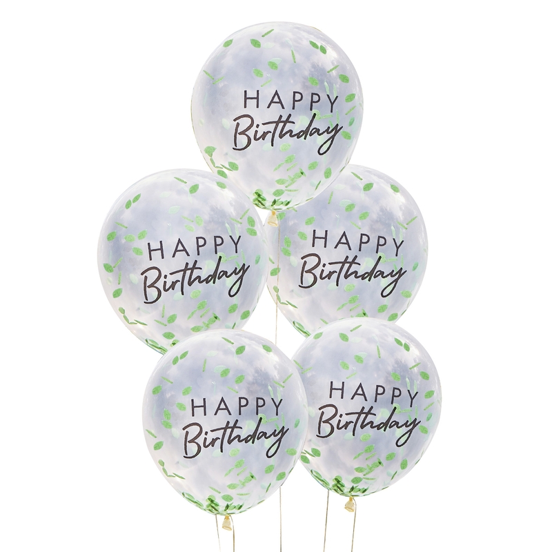 Konfetti-Luftballons &#039;Happy Birthday&#039; 5 St.