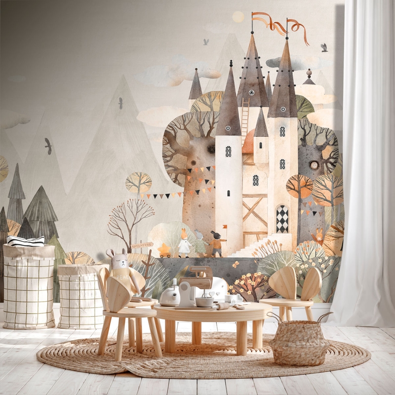 Kinder Fototapete &#039;Schloss&#039; beige 212x280cm