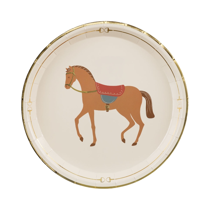 Pappteller Pferd beige/braun 6 St.