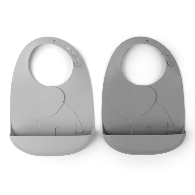 Lätzchen 'Peekaboo' Silikon grau 2er Set