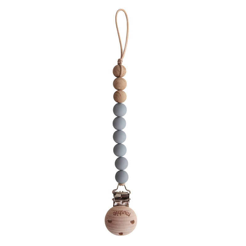 Schnullerkette Silikon & Holz 'Eva' stone