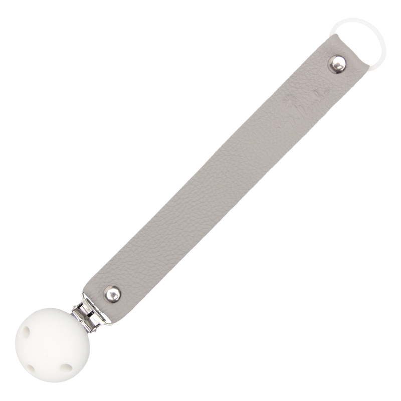 Schnullerkette aus Leder grau