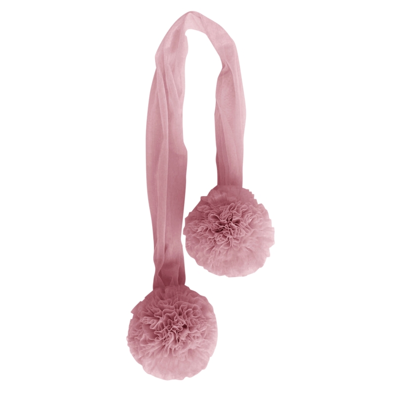 Tüllgirlande mit Pompons blassrosa 100cm