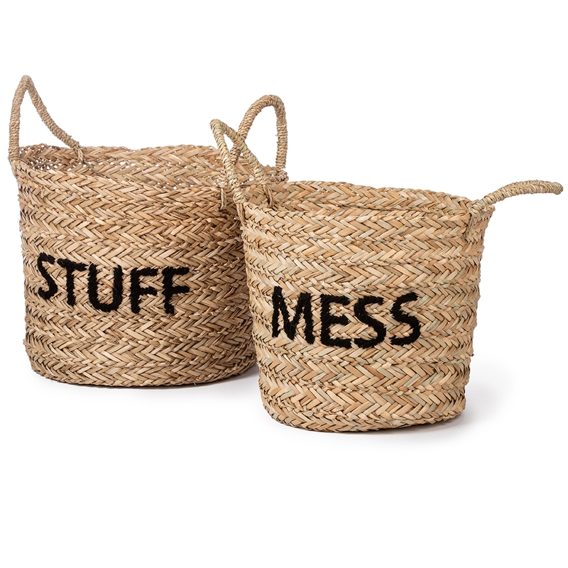 Aufbewahrungskörbe 'Mess/Stuff' natur/schwarz