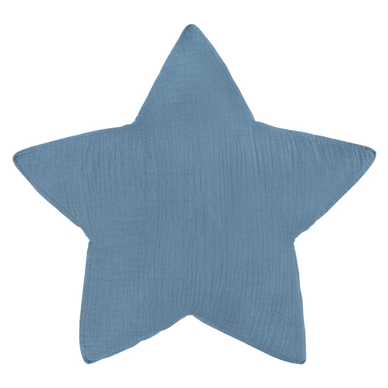 Kissen Stern Musselin rauchblau 38cm