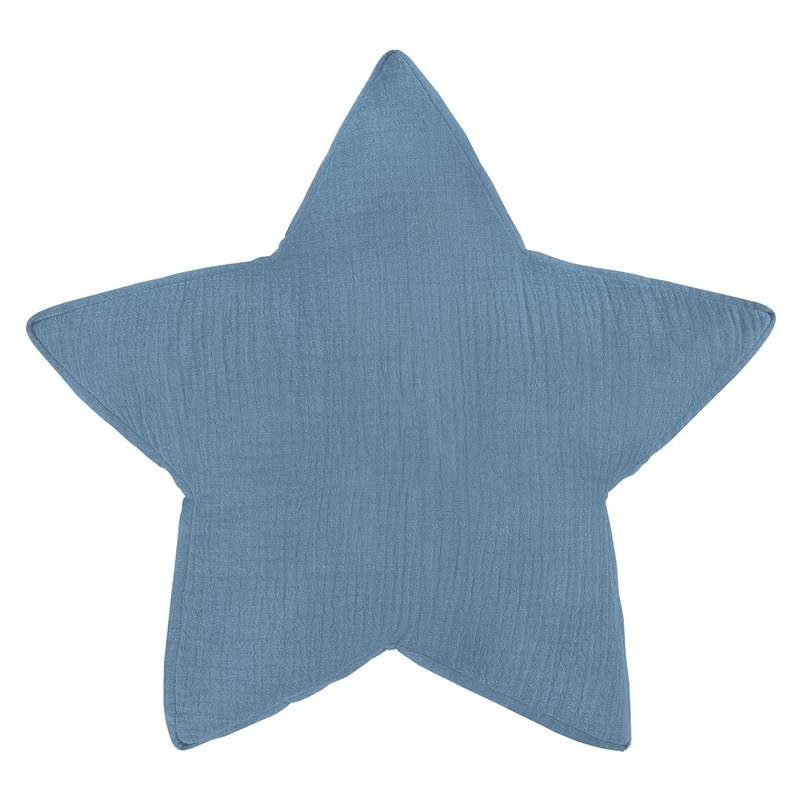 Kinderkissen &#039;Stern&#039; Musselin rauchblau 30cm