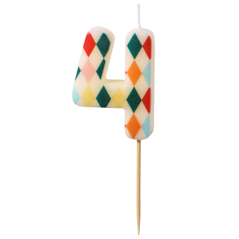 Kuchenkerze Ziffer 4 &#039;Zirkus&#039; 5,5cm