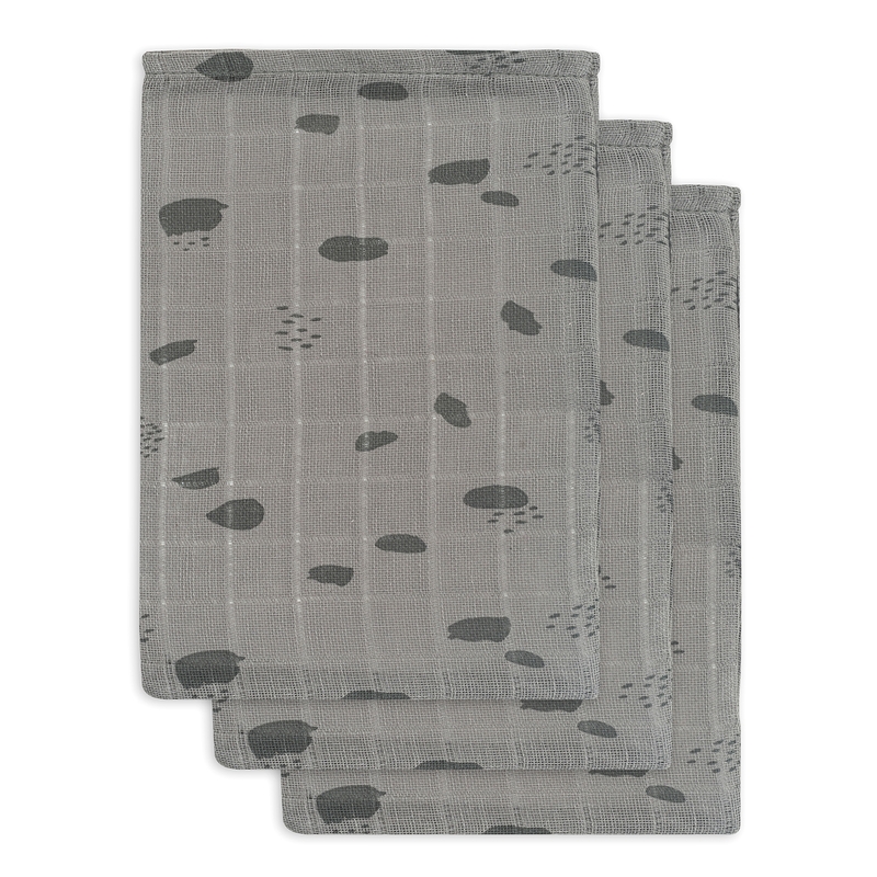 Waschlappen 'Spot' 3er Set Musselin grau