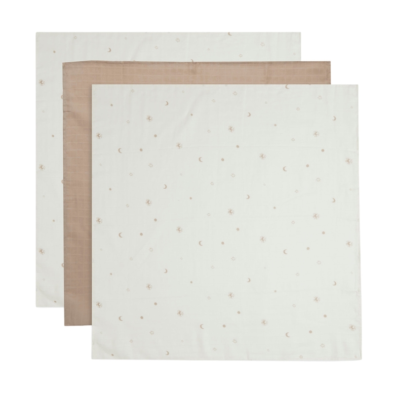 Mulltücher &#039;Stargaze&#039; braun 3er Set 70x70cm