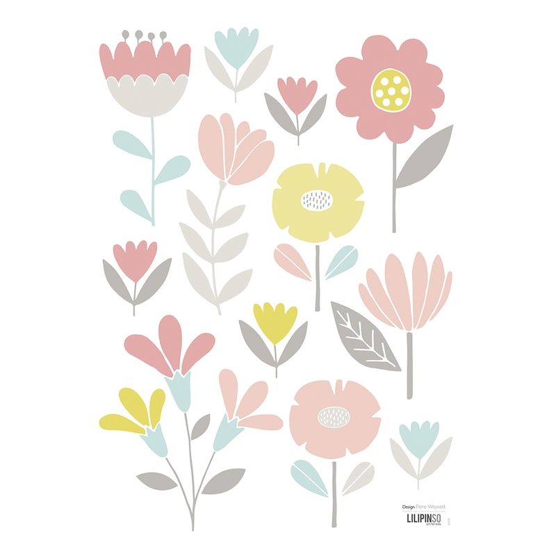 Wandsticker 'Vintage Blumen' rosa/pastell