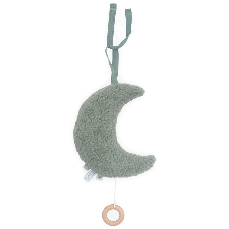 Spieluhr &#039;Mond&#039; Teddyplüsch grün ca. 20cm