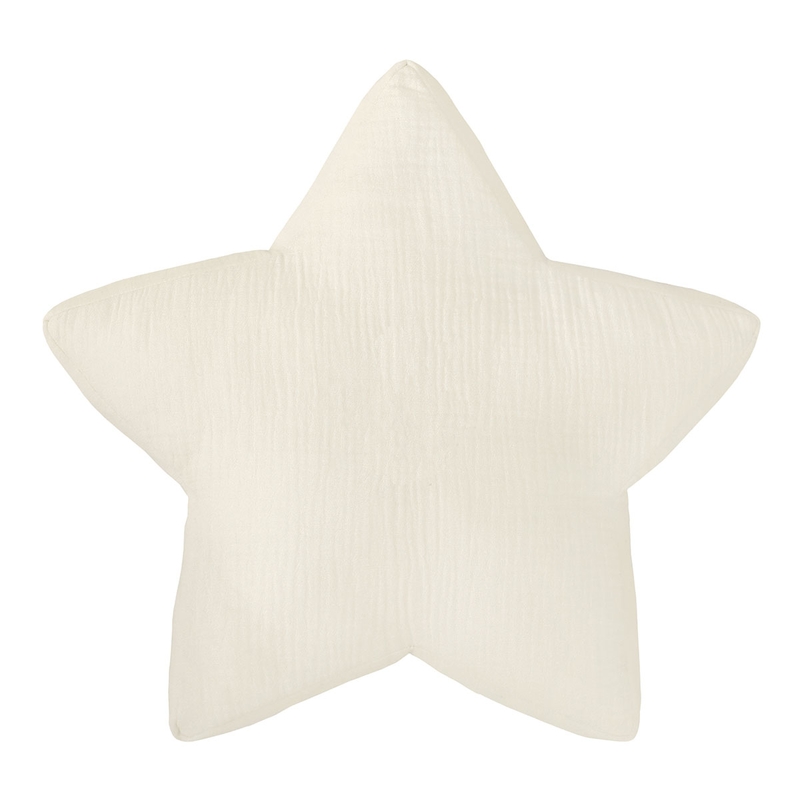 Bio Kinderkissen &#039;Stern&#039; Musselin creme 30cm