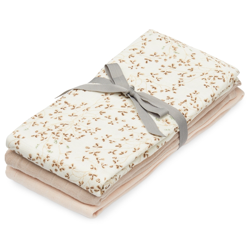 Bio Mulltücher 'Lierre' creme 3er Set 70x70cm